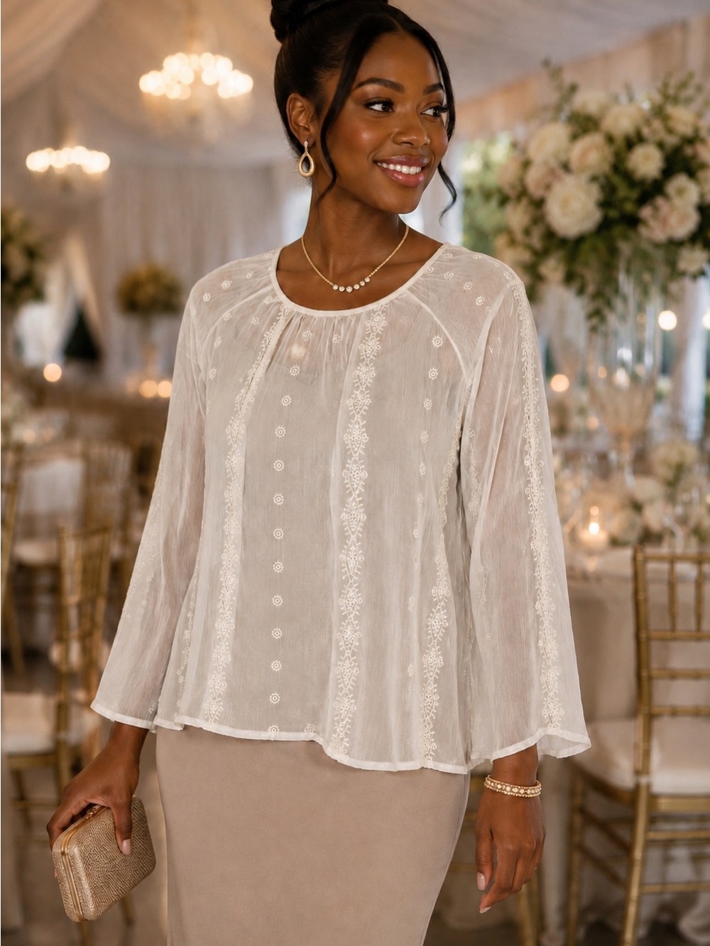 Knox Rose White Embroidered Boho Peasant Blouse